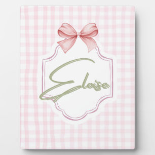Persoonlijke Eloise Baby Meisje Nursery Boog&Gingh Fotoplaat
