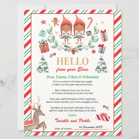 Persoonlijke Elves Return Letter Elf Holiday Card (Voorkant)