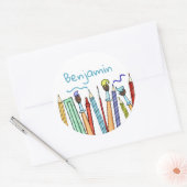 Persoonlijke encils en schildpadden ronde sticker (Envelop)