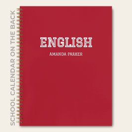 Persoonlijke Engelse Schoolkalender Karmozijnrood Notitieboek
