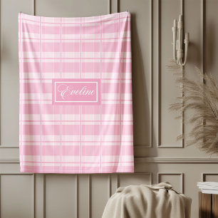 Persoonlijke esthetische throw roze tartan comfort fleece deken