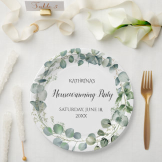 Persoonlijke Eucalyptus Groene Huisinwijding Feest Papieren Bordje