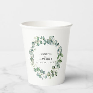 Persoonlijke Eucalyptus Trouwkoffiekop Papieren Bekers