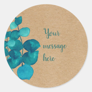 Persoonlijke Eucalyptusbladeren Rustiek Ronde Sticker