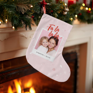 Persoonlijke Fa La La La Roze Kerst Foto Grote Kerstsok