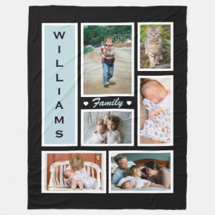 Persoonlijke familie foto zwart-wit fleece deken
