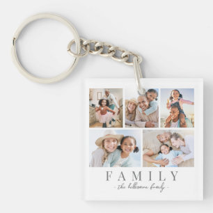 Persoonlijke familie fotocollage sleutelhanger