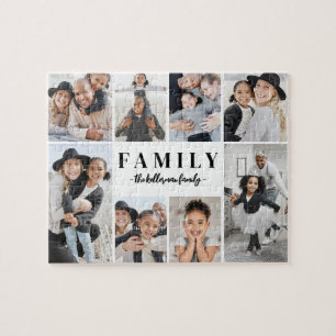 Persoonlijke familiefoto collage met naam legpuzzel