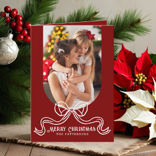 Persoonlijke familiefoto Coquette strik Kerstmis Feestdagen Kaart