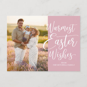 Persoonlijke familiefoto Gelukkig Pasen Blush Roze Briefkaart