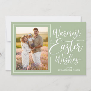Persoonlijke familiefoto Gelukkig Pasen Saliegroen Feestdagenkaart