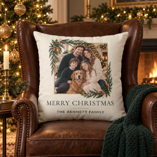 Persoonlijke familiefoto Kerstkussen Kussen