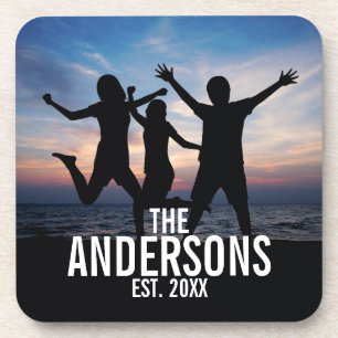 Persoonlijke familiefoto met familienaam onderzetter