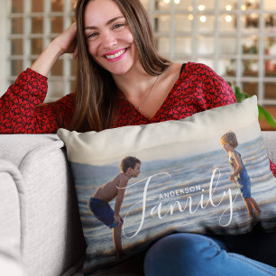 Persoonlijke familiefoto naam aandenken kussen