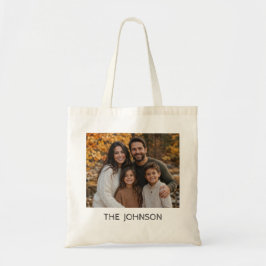Persoonlijke familiefoto naam boodschappentas tote bag