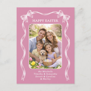 Persoonlijke familiefoto op mauve roze Pasen Briefkaart