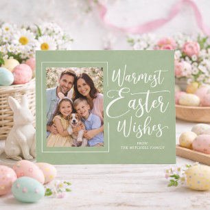 Persoonlijke familiefoto op saliegroene Pasen Briefkaart