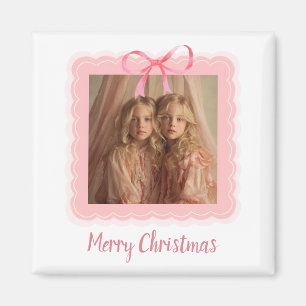 Persoonlijke familiefoto Prettig Kerstmis-magneet Magneet