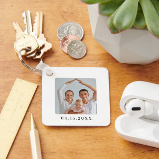 Persoonlijke familiefoto trouwcadeau voor vriend sleutelhanger