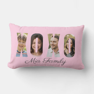 Persoonlijke familiefoto XOXO Roze Valentijnsdag Kussen