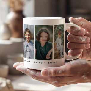 Persoonlijke familiefotocollage en naamcadeau koffiemok