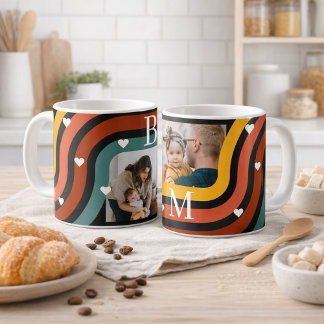 Persoonlijke familiefotokoffiemok – Retro ontwerp Koffiemok