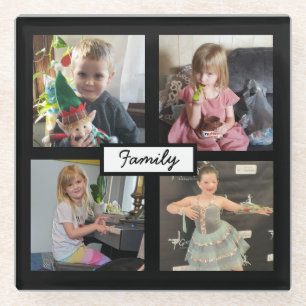 Persoonlijke familiefoto's   glazen onderzetter