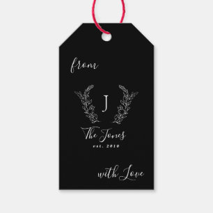 Persoonlijke familiemonogramnaam elegant cadeaulabel