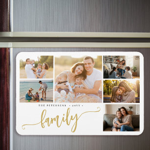 Persoonlijke familienaam 6 foto collage magneet