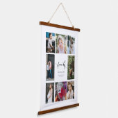 Persoonlijke familienaam 8 Foto Collage Hangend Wandkleed (Gebogen)