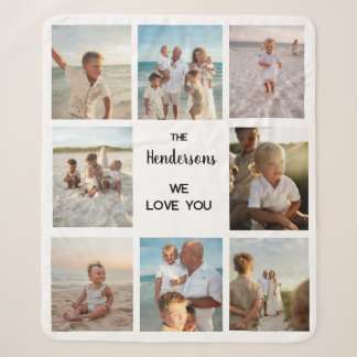 Persoonlijke familienaam 8 Fotocollage We Love Y Sherpa Deken