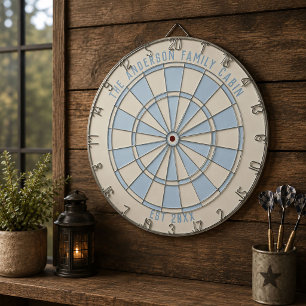 Persoonlijke familienaam aangepast wit blauwe stre dartbord