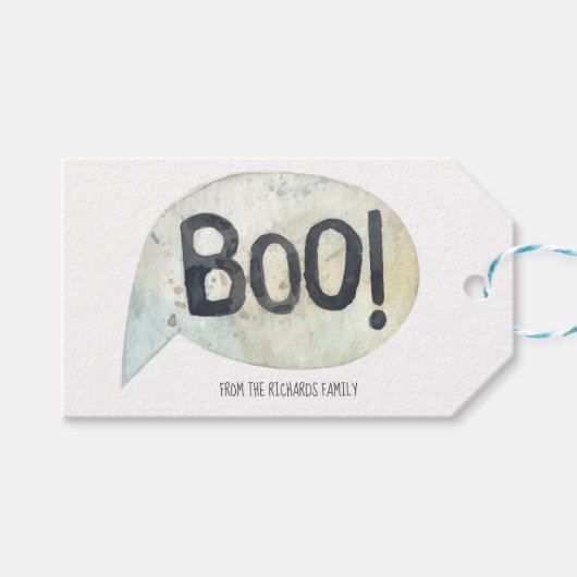 Persoonlijke familienaam Boo Halloween Cadeaulabel (Voorkant (Horizontaal))