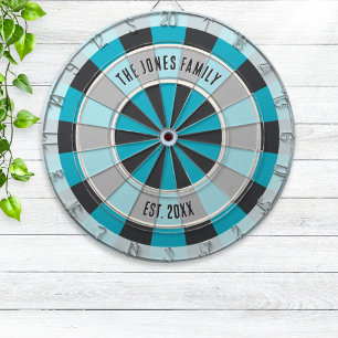 Persoonlijke familienaam en jaar Modern blauw Dartbord