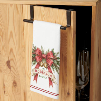 Persoonlijke familienaam Kerstmutsbadhanddoek Theedoek