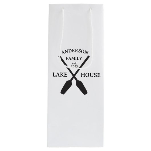 Persoonlijke familienaam Lake House Wijn Cadeautas (Voorkant)