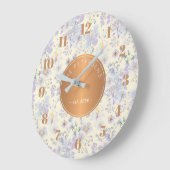 Persoonlijke familienaam Pastel Floral Copper Grote Klok (Hoek)