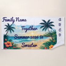 Persoonlijke Familiestrandhanddoek | Tropische Zon