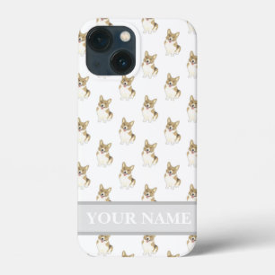 Persoonlijke Fawn en White Corgi Dog iPhone 13 Mini Hoesje