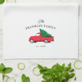 Persoonlijke feestdag rood  vrachtwagen theedoek (Gevouwen)