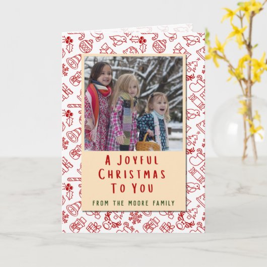 Persoonlijke feestelijke kerstfoto kaart (Gele Bloem)