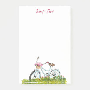 Persoonlijke fiets met bloemen notitieblok post-it® notes