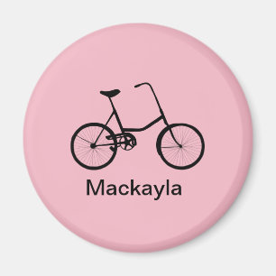 Persoonlijke fiets van bijten op roze met naam magneet
