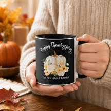 Persoonlijke fijne Thanksgiving bloemrijke pompoen
