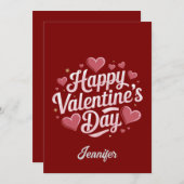 Persoonlijke fijne Valentijnsdag rode hart Feestdagenkaart (Voorkant / Achterkant)