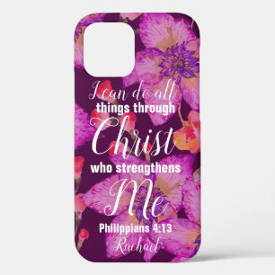 Persoonlijke Filippijnen 4:13 Bijbelse Floral iPhone 12 Hoesje
