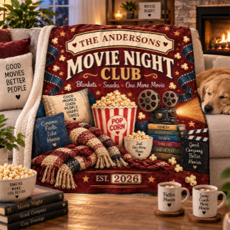 Persoonlijke Filmavondclub voor het gezin Fleece Deken