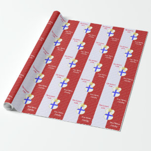 Persoonlijke Finse engelenvlag rood wit Cadeaupapier