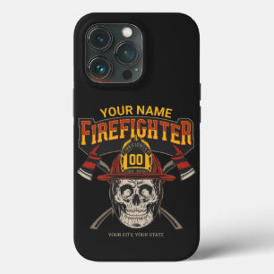 Persoonlijke Fireman Skull Helmet Ax Firefighter  iPhone 13 Pro Hoesje