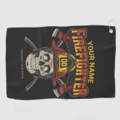 Persoonlijke Fireman Skull Helmet Ax Firefighter Golfhanddoek (Horizontaal)